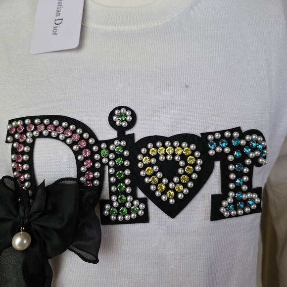 Dior Women's  Knitted White Embellished Top - Picture 7 of 10